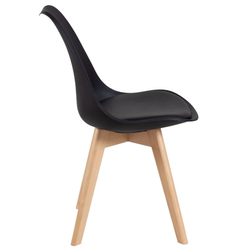 Produto Mesa redonda Leda 80 cm branco + 2 cadeiras estofadas Leda Preto