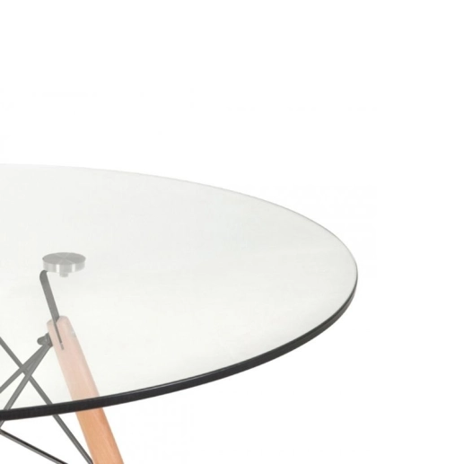 Produto Mesa de jantar redonda Eames Eiffel com tampo de vidro 70 cm