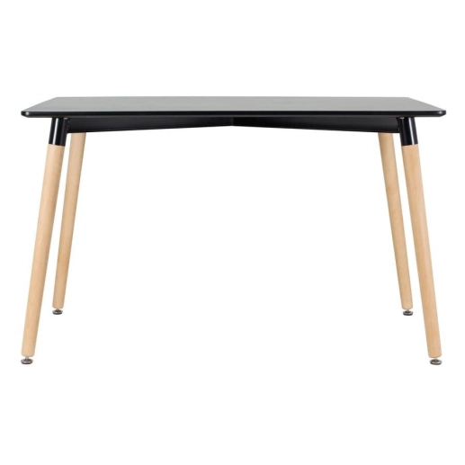 Mesa retangular Eames 60 x 120 cm preto + 2 cadeiras Eiffel DSW - Branco Produto Mesa retangular Eames 60 x 120 cm preto + 2 cadeiras Eiffel DSW - Branco