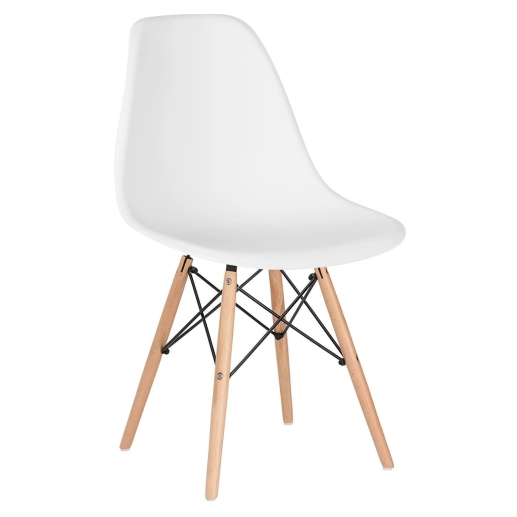 Mesa retangular Eames 60 x 120 cm preto + 2 cadeiras Eiffel DSW - Branco Produto Mesa retangular Eames 60 x 120 cm preto + 2 cadeiras Eiffel DSW - Branco