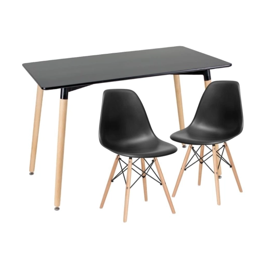 Produto Mesa retangular Eames 60 x 120 cm preto + 2 cadeiras Eiffel DSW - Preto