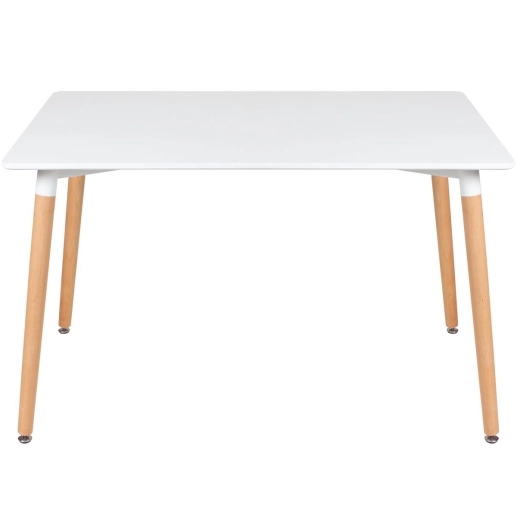 Produto Mesa de jantar retangular Eames 80 x 140 cm + 6 cadeiras Eiffel DSW - Mesa branco com cadeiras nude