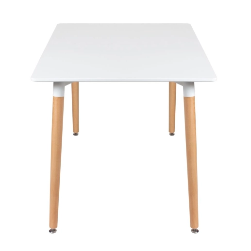 Produto Mesa de jantar retangular Eames 80 x 140 cm + 6 cadeiras Eiffel DSW - Mesa branco com cadeiras nude
