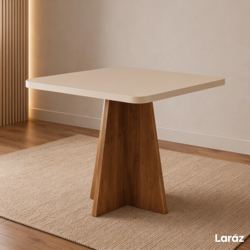 Produto Mesa de jantar Siena Laráz Quadrada com tampo Off White 90x90 cm