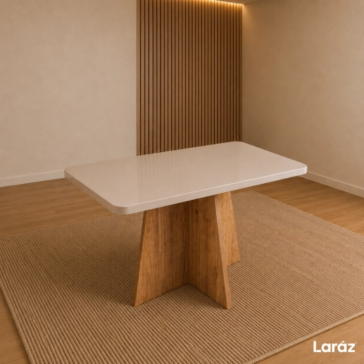 Produto Mesa de jantar Siena Laráz Retangular com tampo Off White 120x80 cm