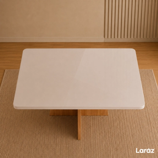 Produto Mesa de jantar Siena Laráz Retangular com tampo Off White 120x80 cm