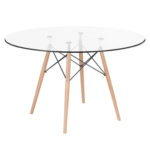 Produto Mesa Eames com tampo de vidro 120 cm + 4 cadeiras estofadas Eiffel Botonê - Marrom