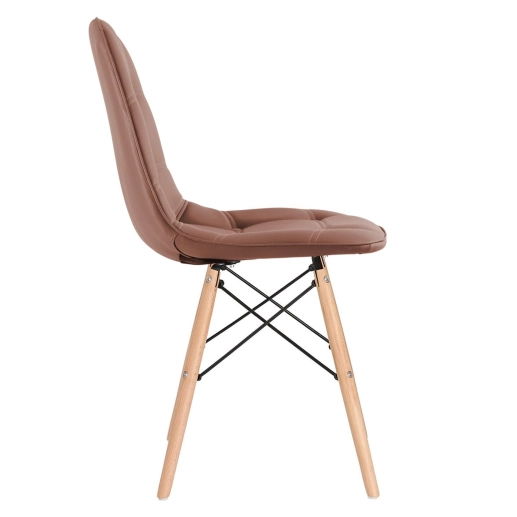 Produto Mesa Eames com tampo de vidro 120 cm + 4 cadeiras estofadas Eiffel Botonê - Marrom