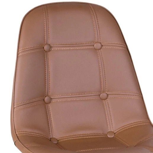 Produto Mesa Eames com tampo de vidro 120 cm + 4 cadeiras estofadas Eiffel Botonê - Marrom