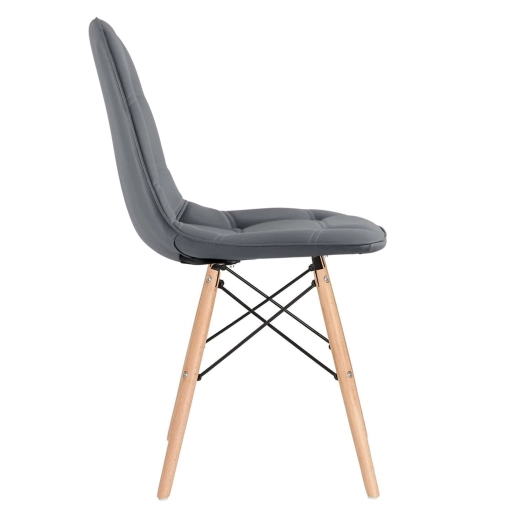 Produto Mesa Eames com tampo de vidro 120 cm + 6 cadeiras estofadas Eiffel Botonê - Cinza Escuro
