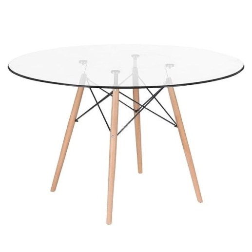 Produto Mesa Eames com tampo de vidro 120 cm + 6 cadeiras estofadas Eiffel Botonê - Preto