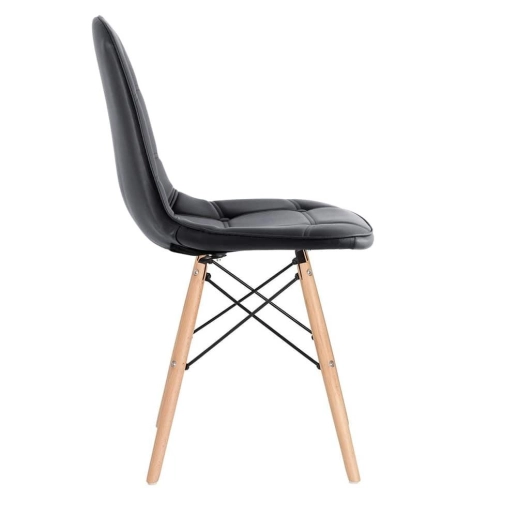 Produto Mesa Eames com tampo de vidro 120 cm + 6 cadeiras estofadas Eiffel Botonê - Preto