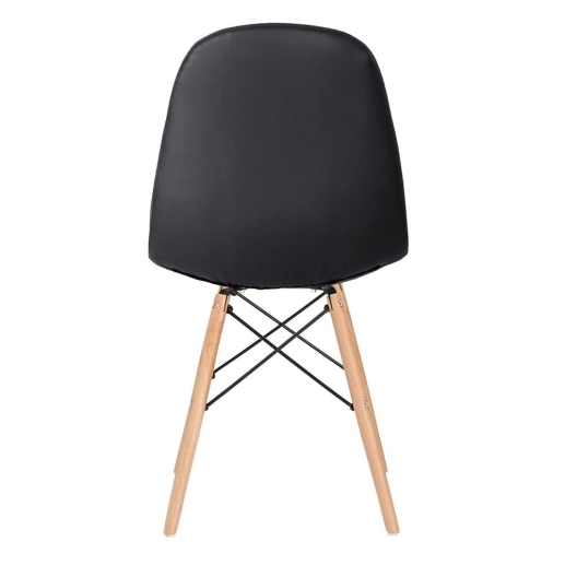 Produto Mesa Eames com tampo de vidro 120 cm + 6 cadeiras estofadas Eiffel Botonê - Preto