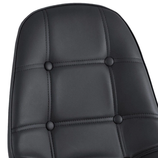 Produto Mesa Eames com tampo de vidro 120 cm + 6 cadeiras estofadas Eiffel Botonê - Preto