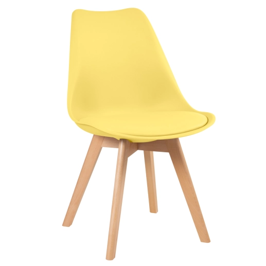 Mesa redonda Leda 100 cm branco + 3 cadeiras estofadas Leda Amarelo Produto Mesa redonda Leda 100 cm branco + 3 cadeiras estofadas Leda Amarelo