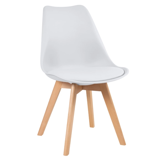 Produto Mesa redonda 100 cm branco + 4 cadeiras estofadas Leda - Branco