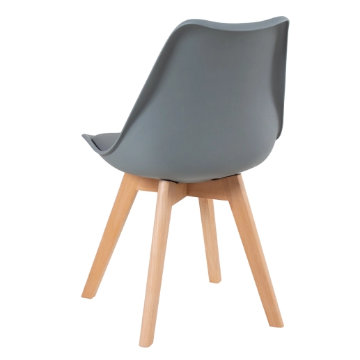 Produto Mesa redonda Leda 100 cm branco + 4 cadeiras estofadas Leda Cinza Escuro