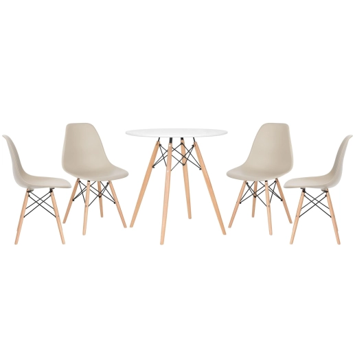 Produto Mesa redonda Eames 70 cm + 2 cadeiras Eiffel DSW - Nude
