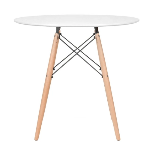 Produto Mesa redonda Eames 80 cm + 3 cadeiras Eames Eiffel DSW - Nude