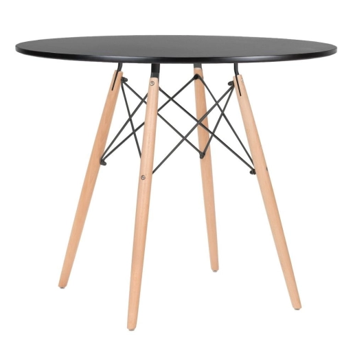 Produto Mesa redonda Eames 90 cm + 4 cadeiras Eiffel DSW - Preto