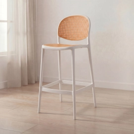 Produto Banqueta alta para bancada Mumbai com assento anatômico 78 cm – Branco