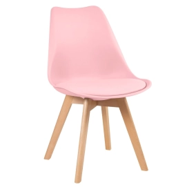 Produto Cadeira de jantar Leda com assento estofado e design moderno - Rosa claro