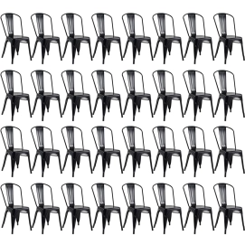 Produto Kit 32 Cadeiras de jantar Iron Tolix com design industrial - Preto Semibrilho