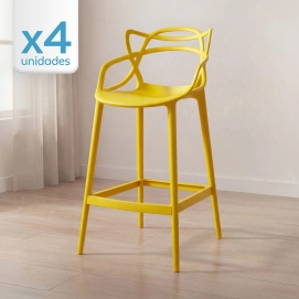 Produto Kit 4 Banquetas alta para bancada Master Allegra em Polipropileno 78 cm - Amarelo
