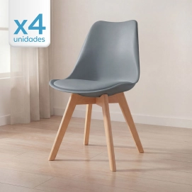 Produto Kit 4 Cadeiras de jantar Leda com assento estofado e design moderno - Cinza escuro