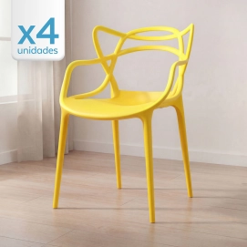 Produto Kit 4 Cadeiras de jantar Master Allegra Design Moderno em Polipropileno - Amarelo