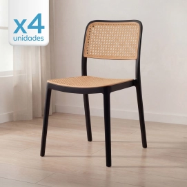 Produto Kit 4 Cadeiras de jantar Maya com design moderno e assento confortável - Preto