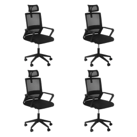 Produto Kit 4 Cadeiras Confort estofada para escritório com rodizios - Preto