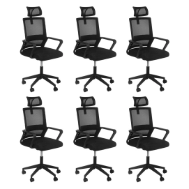Produto Kit 6 Cadeiras Confort estofada para escritório com rodizios - Preto
