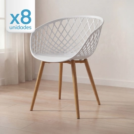 Produto Kit 8 Cadeiras de jantar Clarice Nest com design moderno e anatômico - Branco