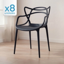Produto Kit 8 Cadeiras de jantar Master Allegra Design Moderno em Polipropileno - Preto