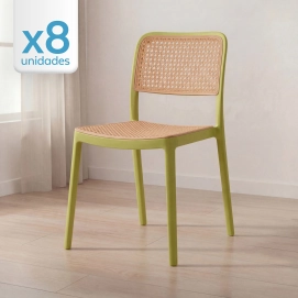 Produto Kit 8 Cadeiras de jantar Maya com design moderno e assento confortável - Verde