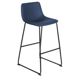 Produto Banqueta alta estofada industrial Vintage Brusque - Azul pétroleo