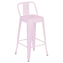 Produto Banqueta média para bancada Iron Tolix com encosto 66 cm – Rosa Claro