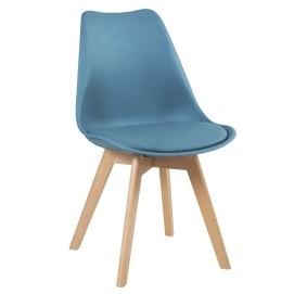 Produto Cadeira de jantar Leda com assento estofado e design moderno - Azul petróleo