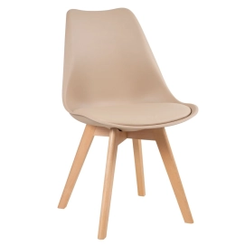 Produto Cadeira de jantar Leda com assento estofado e design moderno - Nude