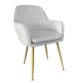 Produto Cadeira Poltrona Lines com pés dourados Suede para sala de jantar - Cinza