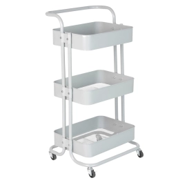 Produto Carrinho organizador Berlim de 3 prateleiras para cozinha com rodízios - Cinza