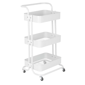 Produto Carrinho organizador Berlim de 3 prateleiras para cozinha com rodízios - Branco