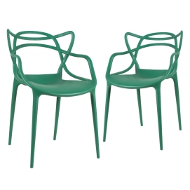 Produto Kit 2 Cadeiras de jantar Master Allegra Design Moderno em Polipropileno - Verde escuro