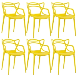 Produto Kit 6 Cadeiras de jantar Master Allegra Design Moderno em Polipropileno - Amarelo