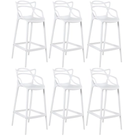 Produto Kit 6 Banquetas alta para bancada Master Allegra em Polipropileno 78 cm - Branco