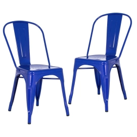 Produto Kit 2 Cadeiras de jantar Iron Tolix com design industrial - Azul Escuro