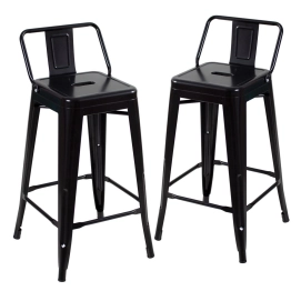 Produto Kit 2 banquetas médias para bancada Iron Tolix com encosto 66 cm – Preto