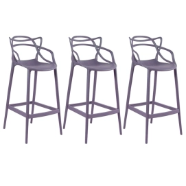 Produto Kit 3 Banquetas alta para bancada Master Allegra em Polipropileno 78 cm - Cinza escuro