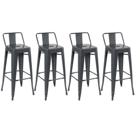 Produto Kit 4 banquetas altas para bancada Iron Tolix com encosto 76 cm – Cinza Escuro